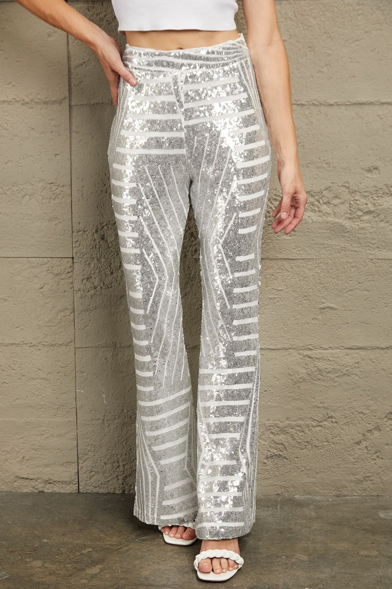 EM Sequin High Waist Flared Pants - ShopEbonyMonique
