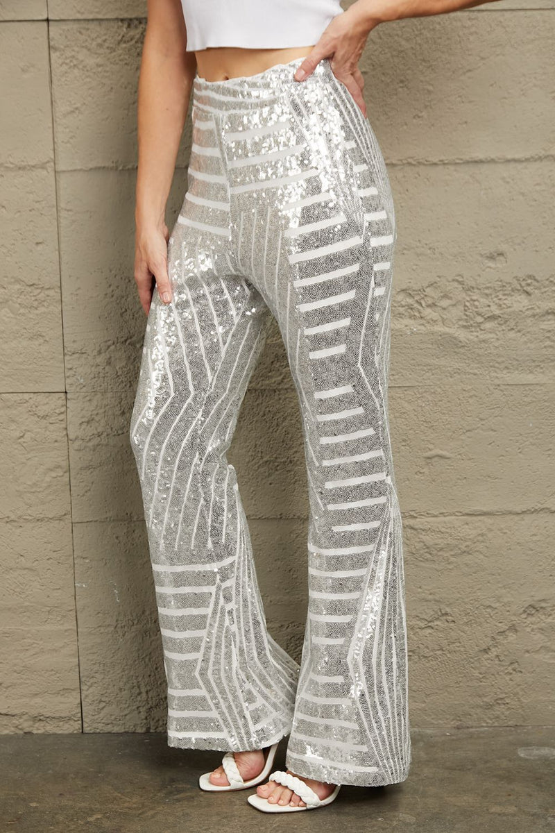 EM Sequin High Waist Flared Pants - ShopEbonyMonique