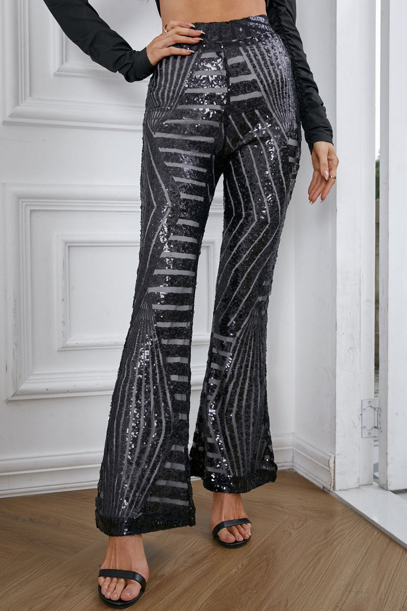EM Sequin High Waist Flared Pants - ShopEbonyMonique