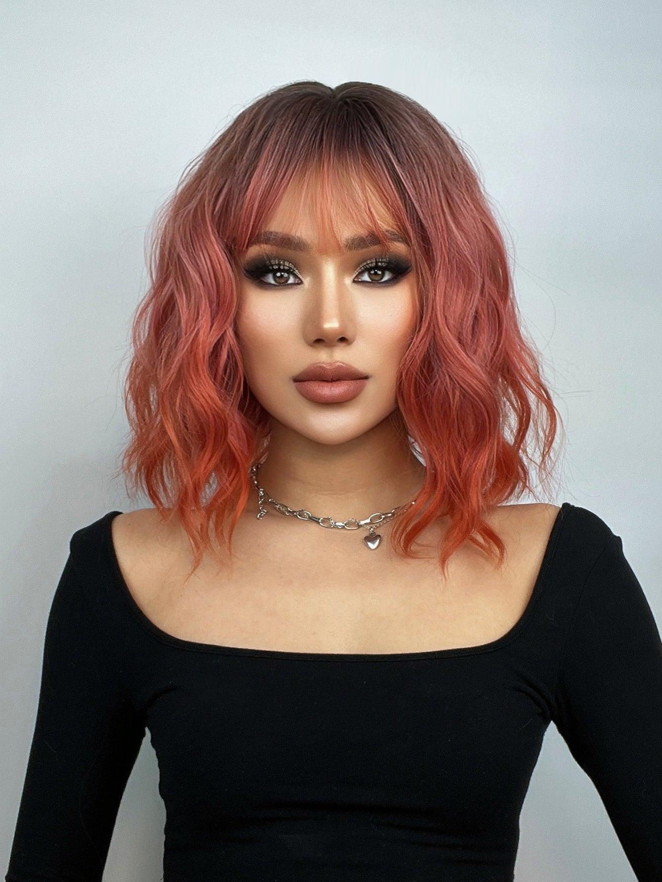 EM Short Curly Synthetic Wig With Bangs - ShopEbonyMonique