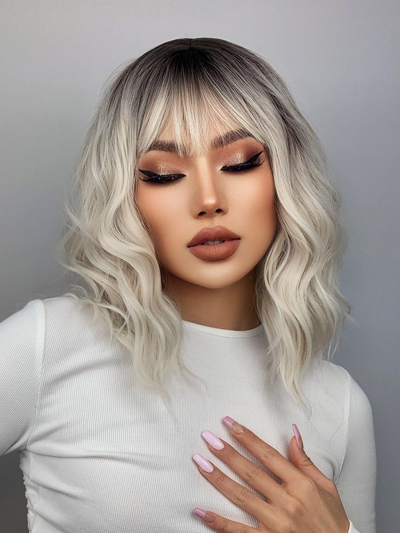 EM Short Curly Synthetic Wig With Bangs - ShopEbonyMonique