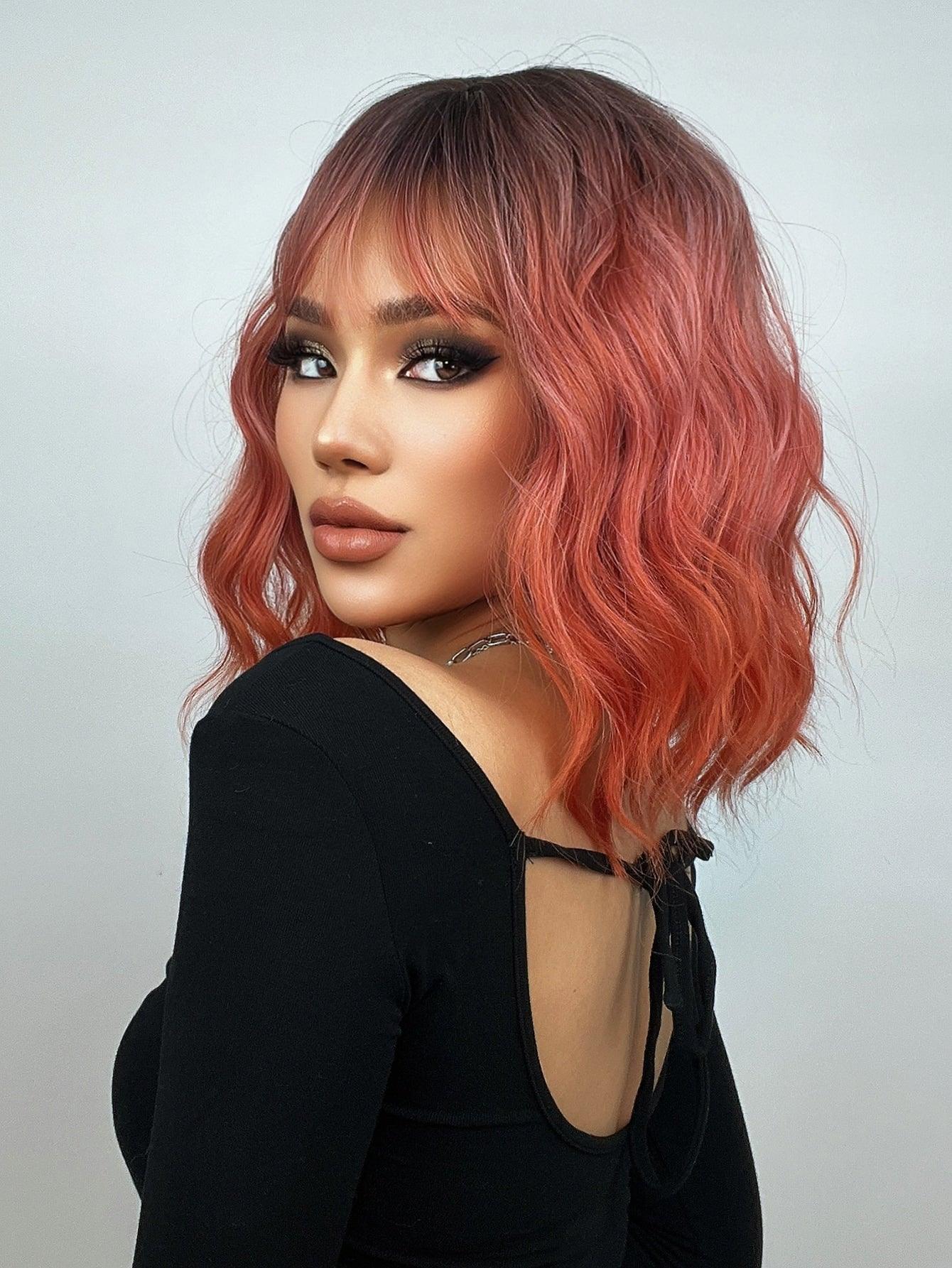 EM Short Curly Synthetic Wig With Bangs - ShopEbonyMonique