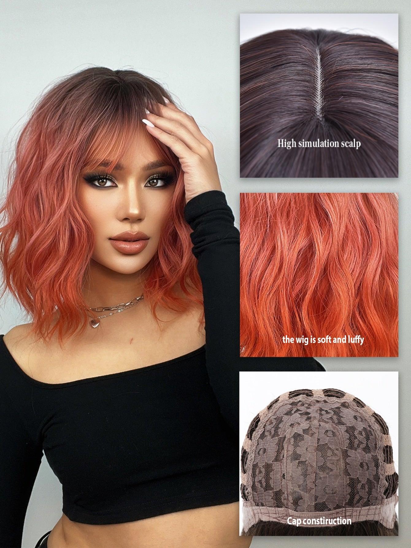 EM Short Curly Synthetic Wig With Bangs - ShopEbonyMonique