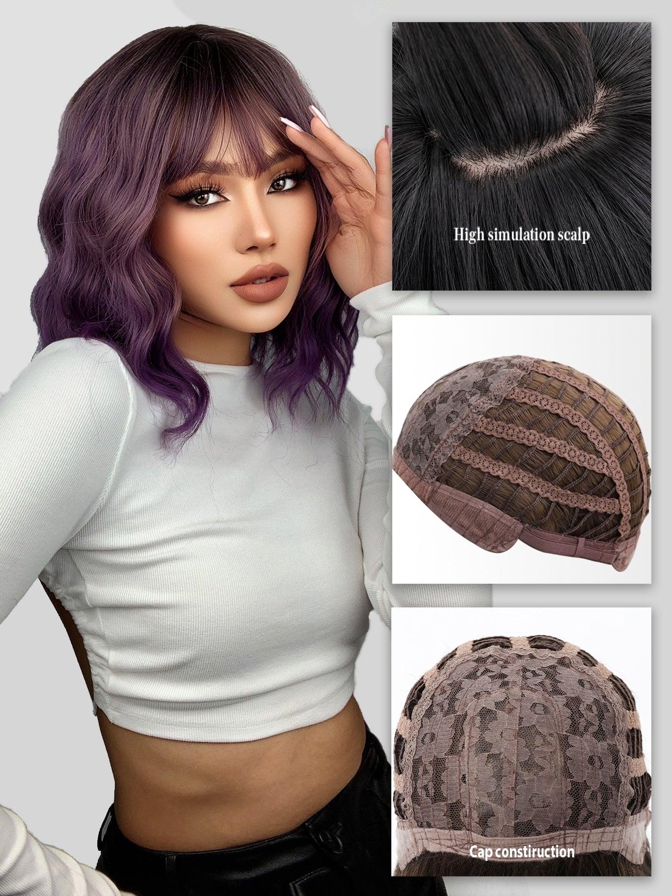 EM Short Curly Synthetic Wig With Bangs - ShopEbonyMonique
