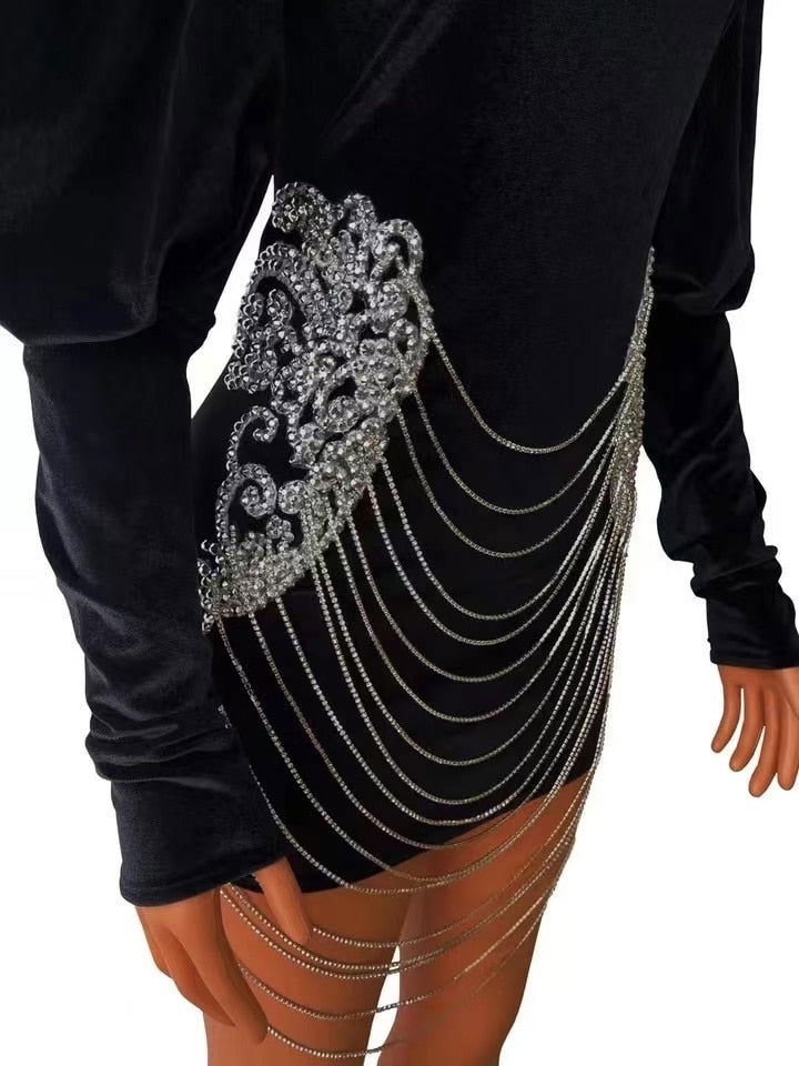 EM Turtleneck Crystal Short Dress - ShopEbonyMonique