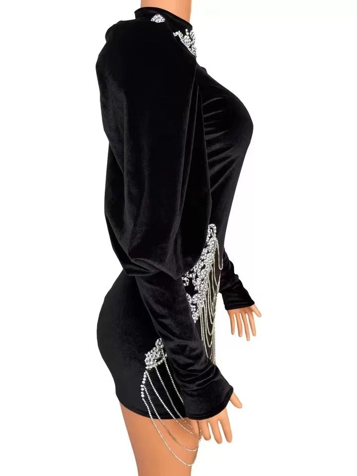 EM Turtleneck Crystal Short Dress - ShopEbonyMonique