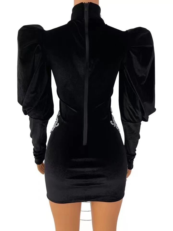 EM Turtleneck Crystal Short Dress - ShopEbonyMonique