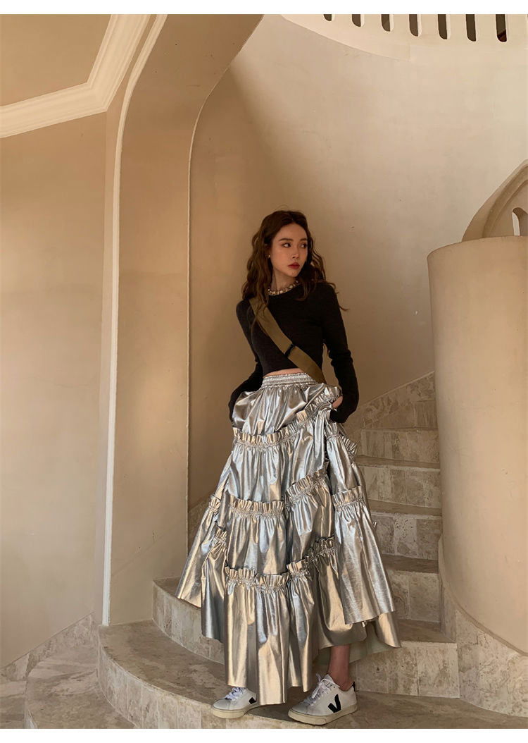 EM  Sliver Pleated Skirt - ShopEbonyMonique