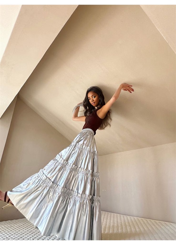 EM  Sliver Pleated Skirt - ShopEbonyMonique