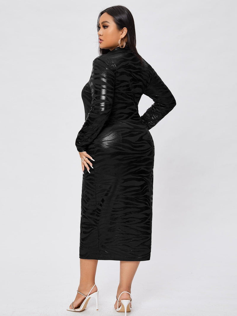 EM  Zebra  Neck Dress - ShopEbonyMonique
