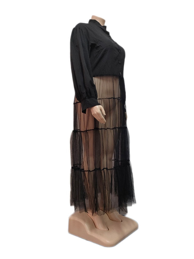 Elegant  Mesh Dress with Pearls - ShopEbonyMonique