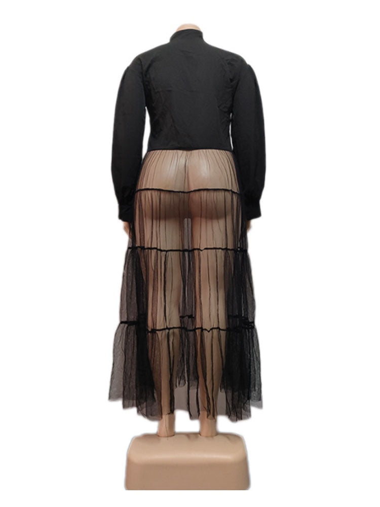 Elegant  Mesh Dress with Pearls - ShopEbonyMonique