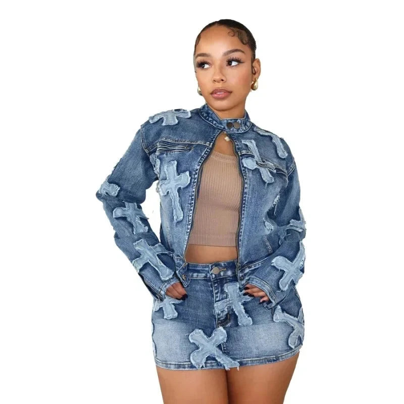 Embroidery Tassel Jeans Two Piece Set - ShopEbonyMonique
