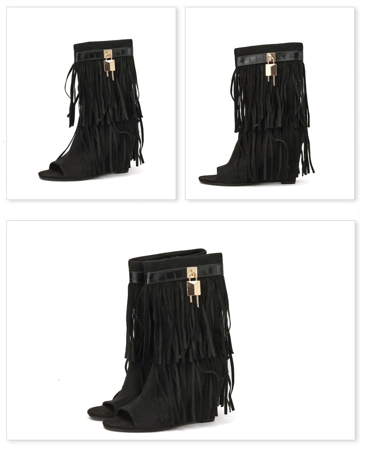 FRINGE Wedge High Heel - ShopEbonyMonique