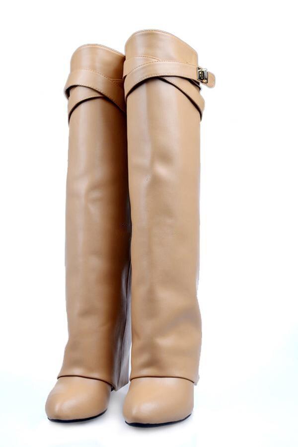 Fashion Folded  Wedge Heel  Boots - ShopEbonyMonique