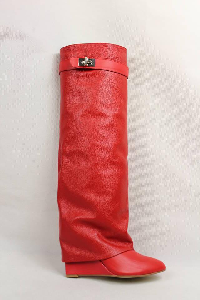 Fashion Folded  Wedge Heel  Boots - ShopEbonyMonique