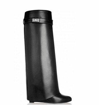 Fashion Folded  Wedge Heel  Boots - ShopEbonyMonique