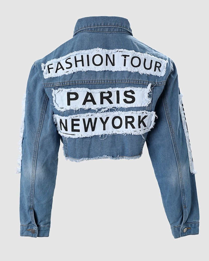 Fashion Tour  Crop Denim Jacket - ShopEbonyMonique