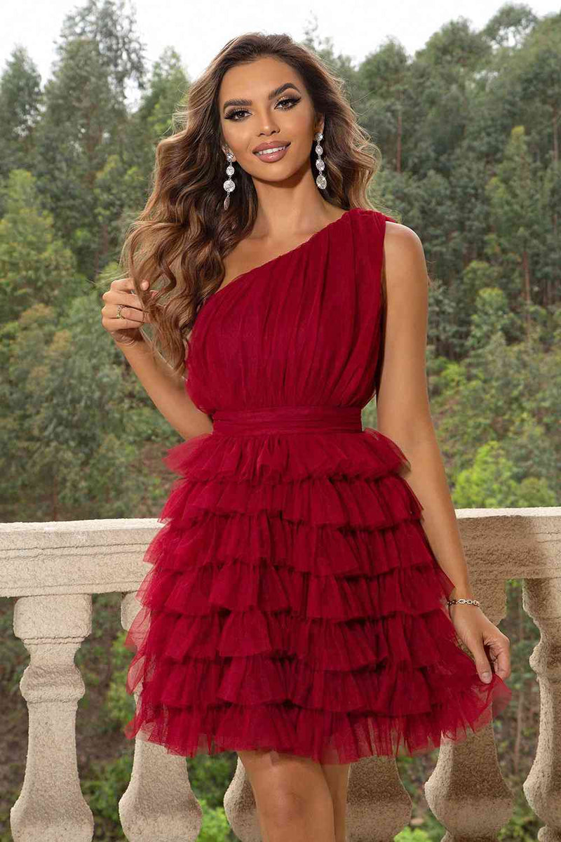 Flare One-Shoulder Sleeveless Dress - ShopEbonyMonique