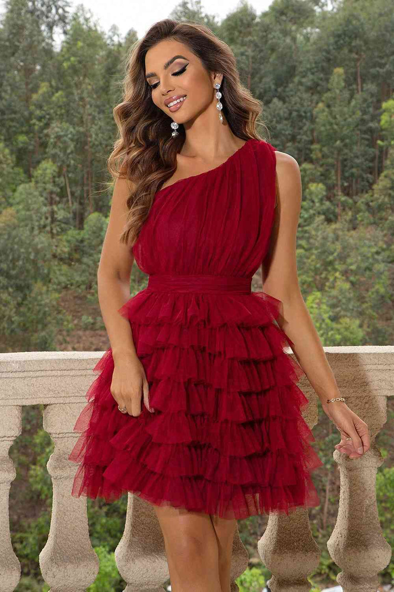 Flare One-Shoulder Sleeveless Dress - ShopEbonyMonique