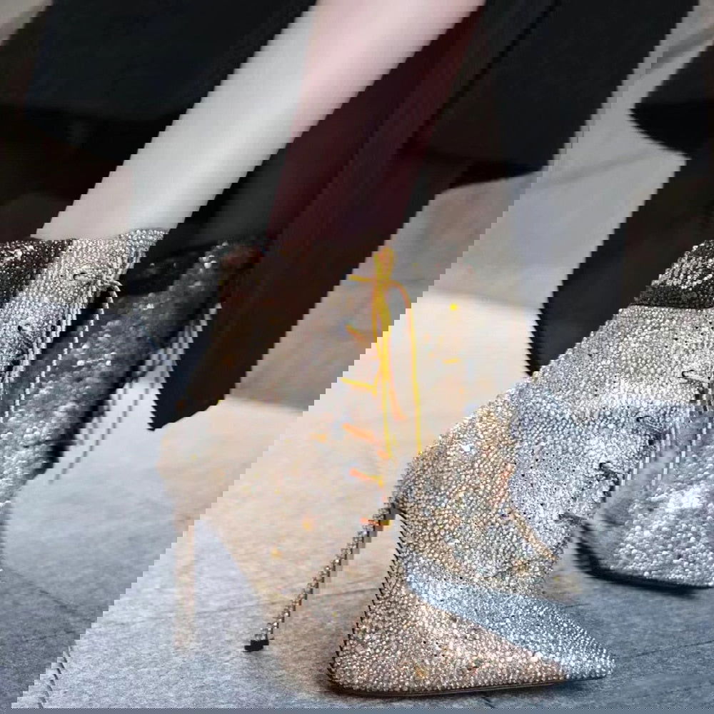 Flash Diamonds High-Heeled Short Boots - ShopEbonyMonique