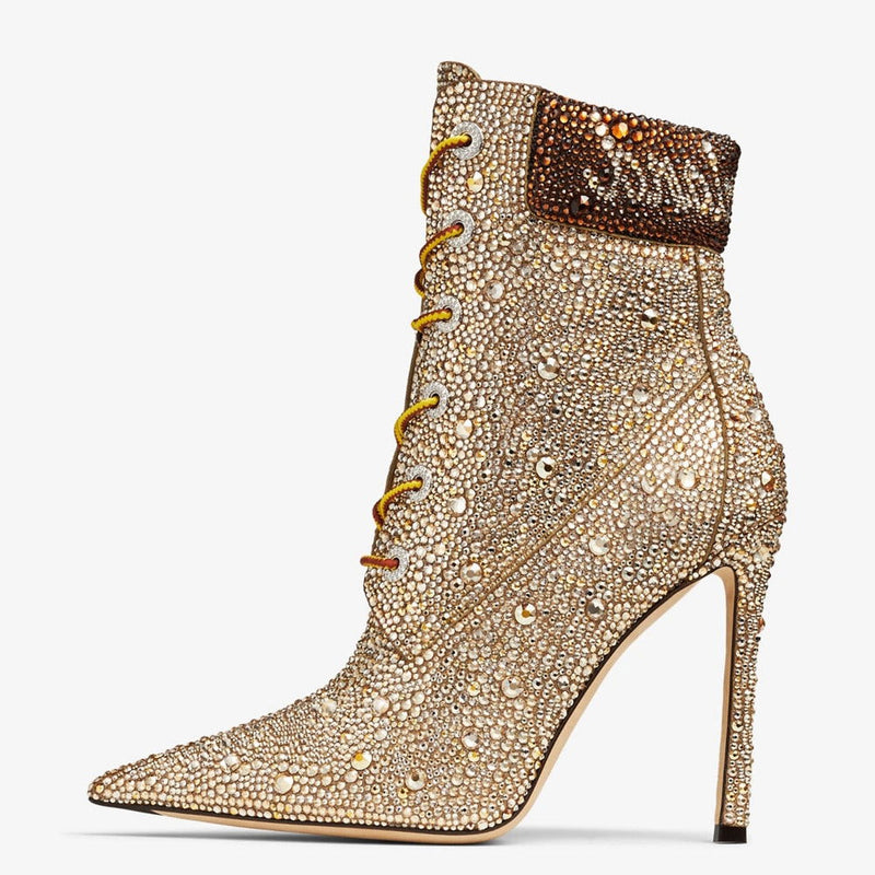 Flash Diamonds High-Heeled Short Boots - ShopEbonyMonique
