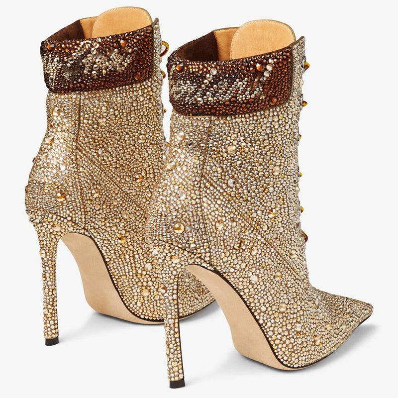 Flash Diamonds High-Heeled Short Boots - ShopEbonyMonique