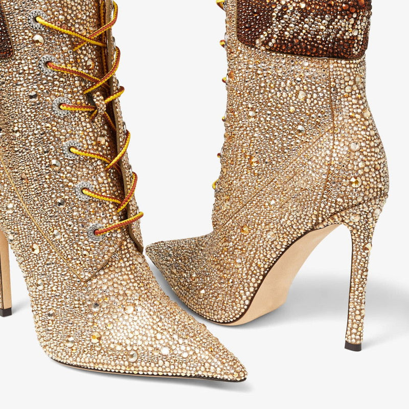 Flash Diamonds High-Heeled Short Boots - ShopEbonyMonique