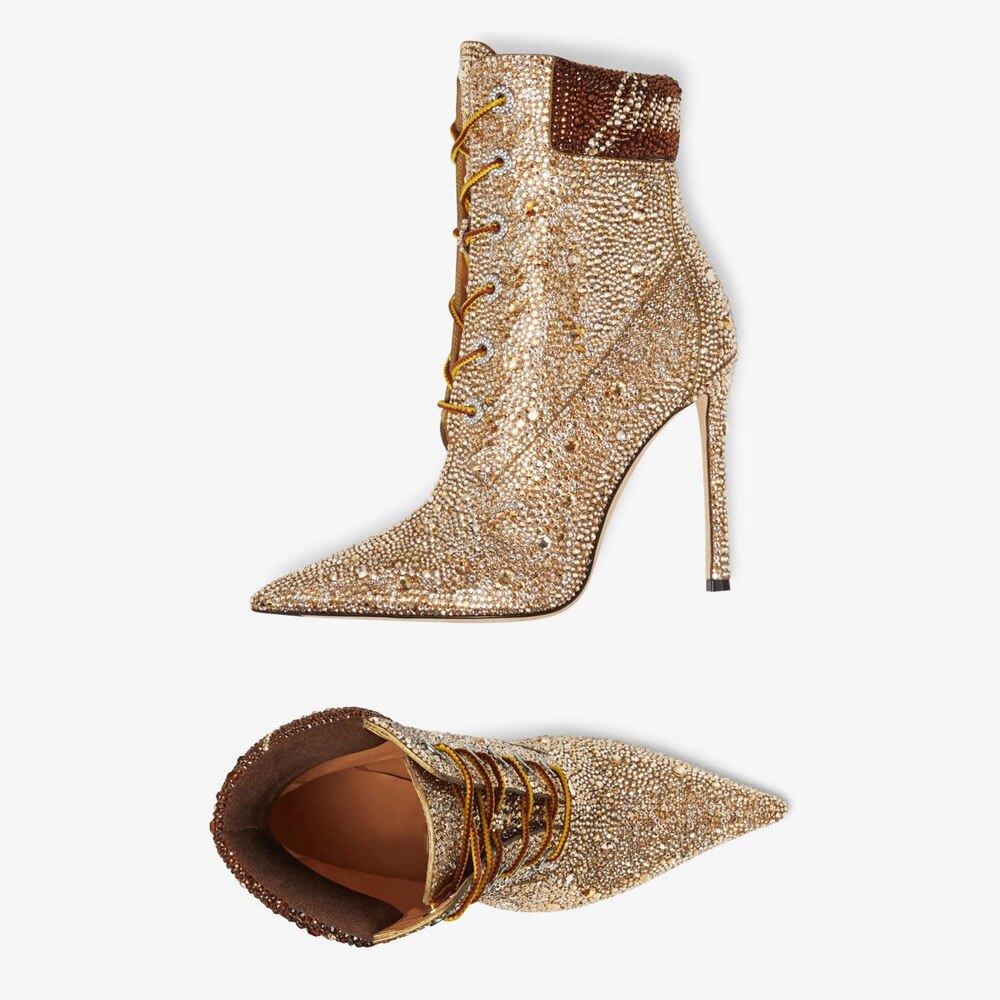 Flash Diamonds High-Heeled Short Boots - ShopEbonyMonique