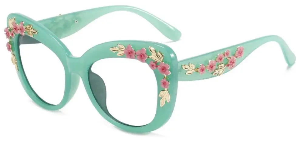 Flower Cat Eye Oversized Eyeglasses - ShopEbonyMonique