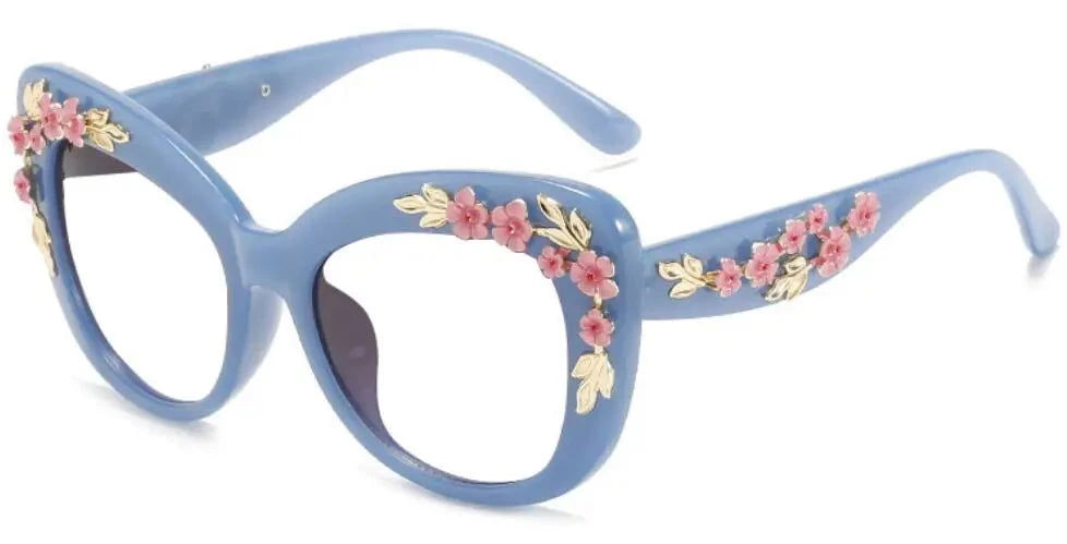 Flower Cat Eye Oversized Eyeglasses - ShopEbonyMonique