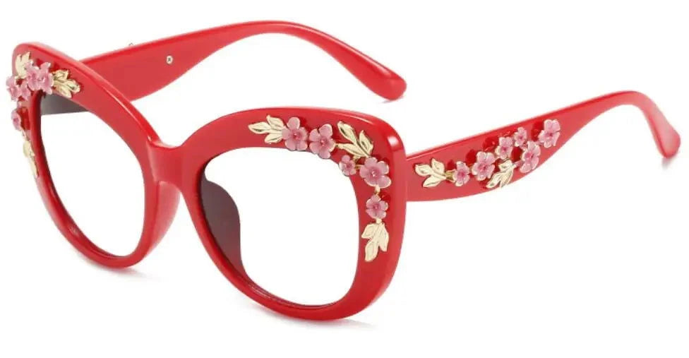 Flower Cat Eye Oversized Eyeglasses - ShopEbonyMonique