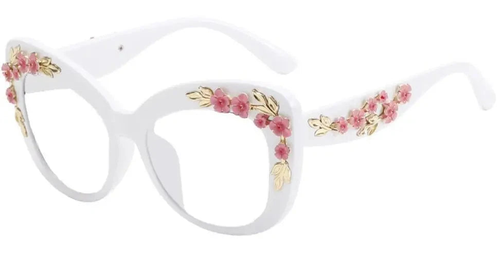 Flower Cat Eye Oversized Eyeglasses - ShopEbonyMonique