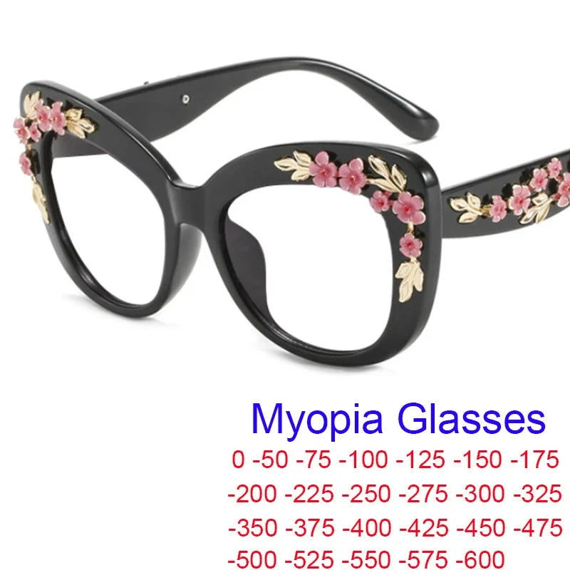 Flower Cat Eye Oversized Eyeglasses - ShopEbonyMonique