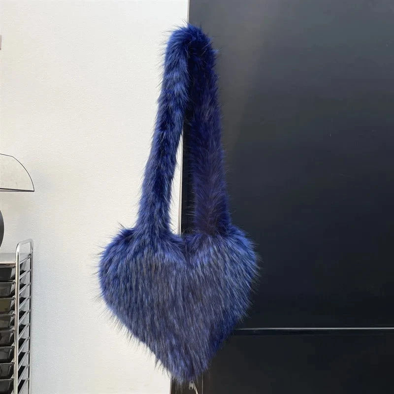 Fluffy Plush Winter Heart Handbags - ShopEbonyMonique
