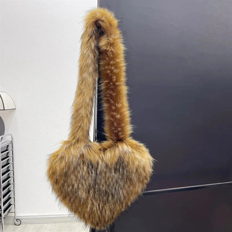 Fluffy Plush Winter Heart Handbags - ShopEbonyMonique