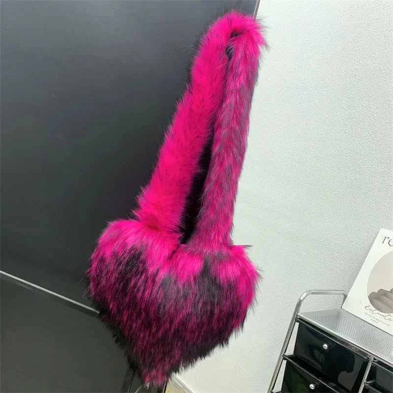 Fluffy Plush Winter Heart Handbags - ShopEbonyMonique