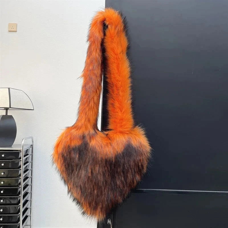 Fluffy Plush Winter Heart Handbags - ShopEbonyMonique