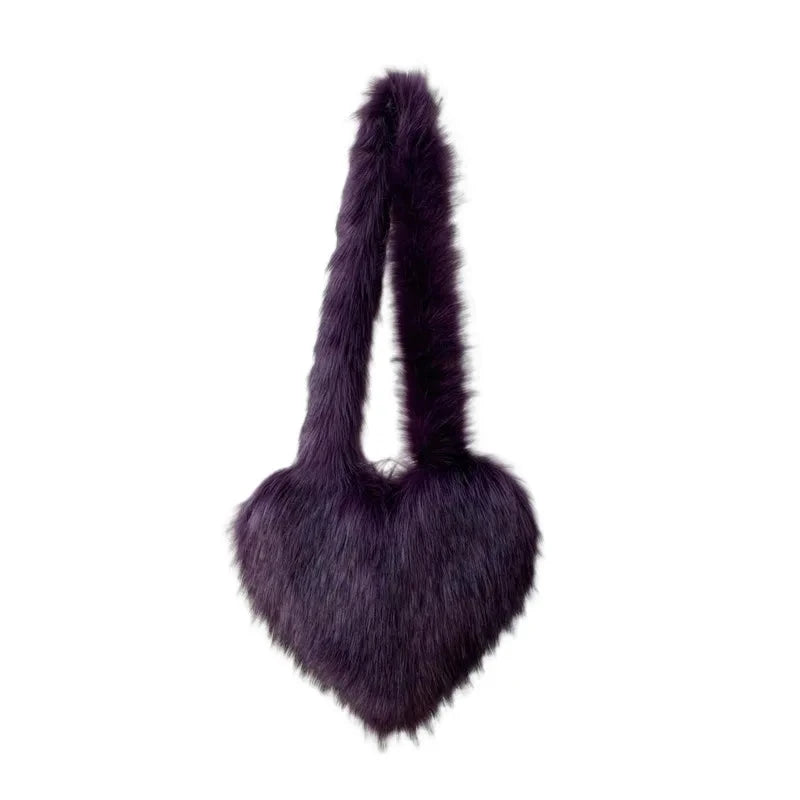 Fluffy Plush Winter Heart Handbags - ShopEbonyMonique