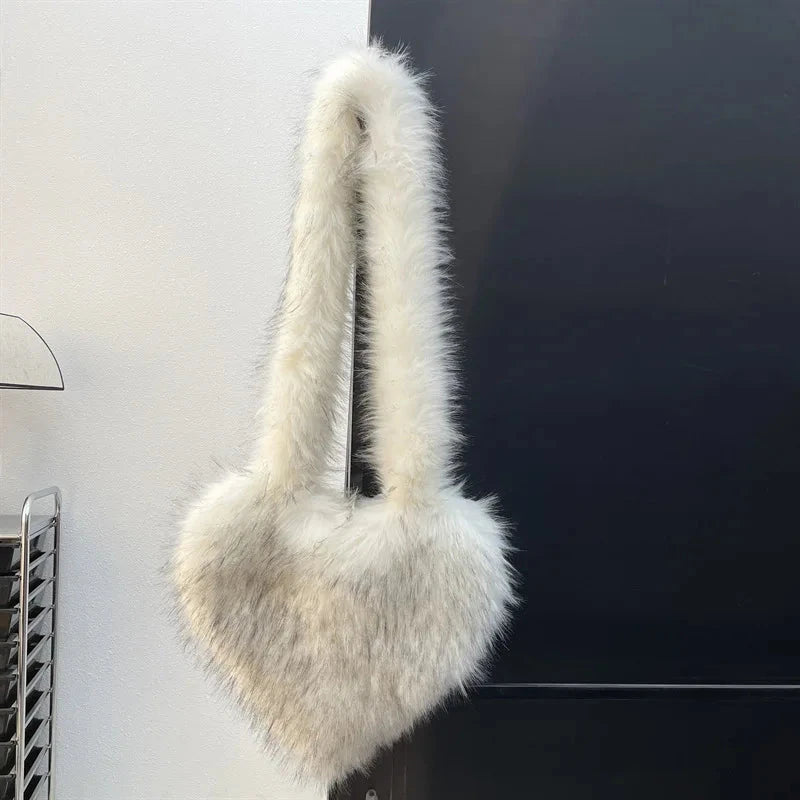 Fluffy Plush Winter Heart Handbags - ShopEbonyMonique