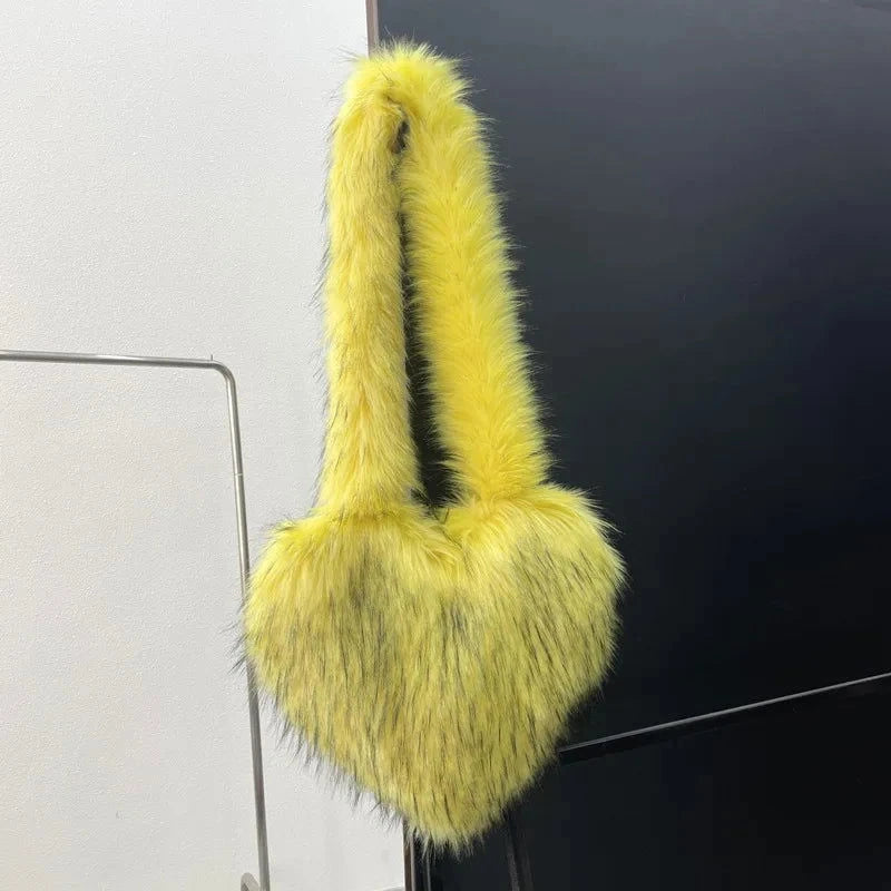 Fluffy Plush Winter Heart Handbags - ShopEbonyMonique