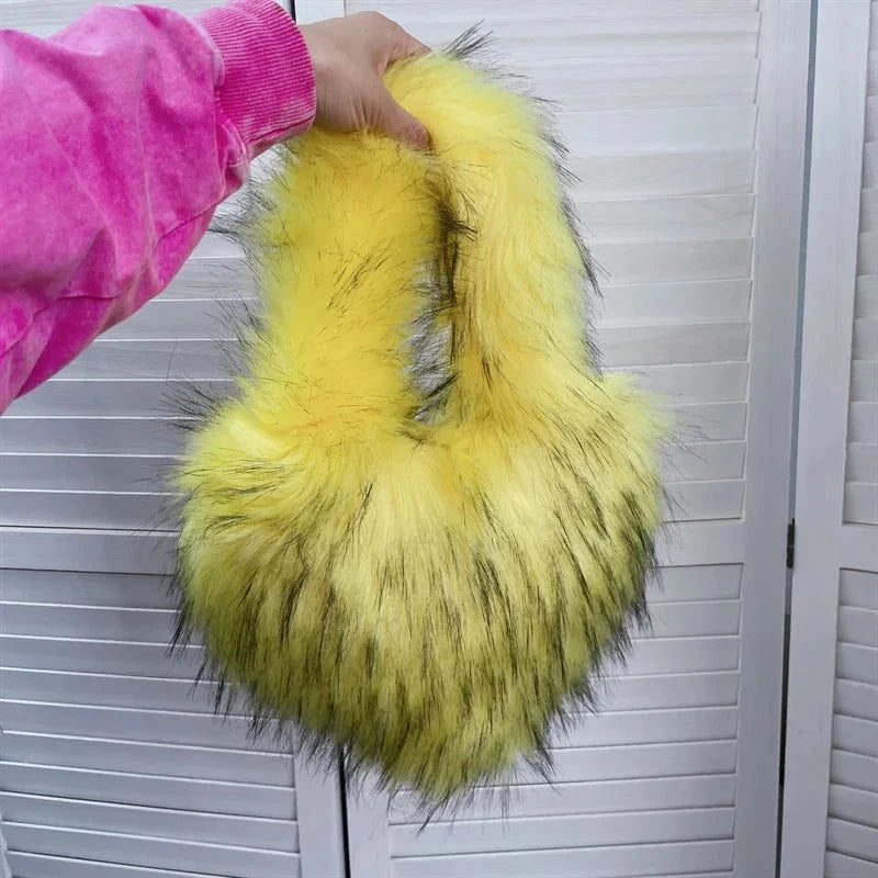 Fluffy Plush Winter Heart Handbags - ShopEbonyMonique