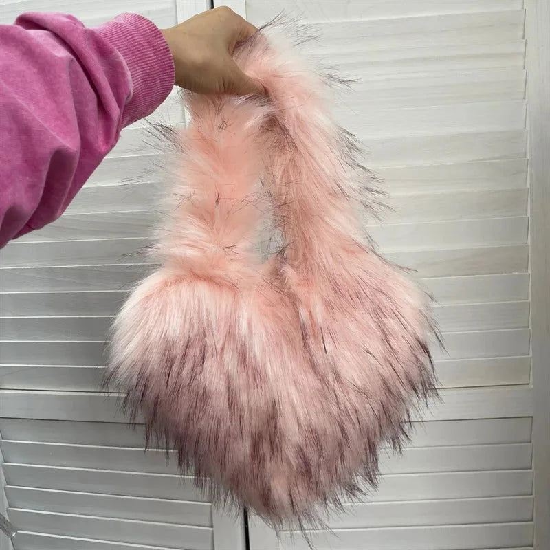 Fluffy Plush Winter Heart Handbags - ShopEbonyMonique