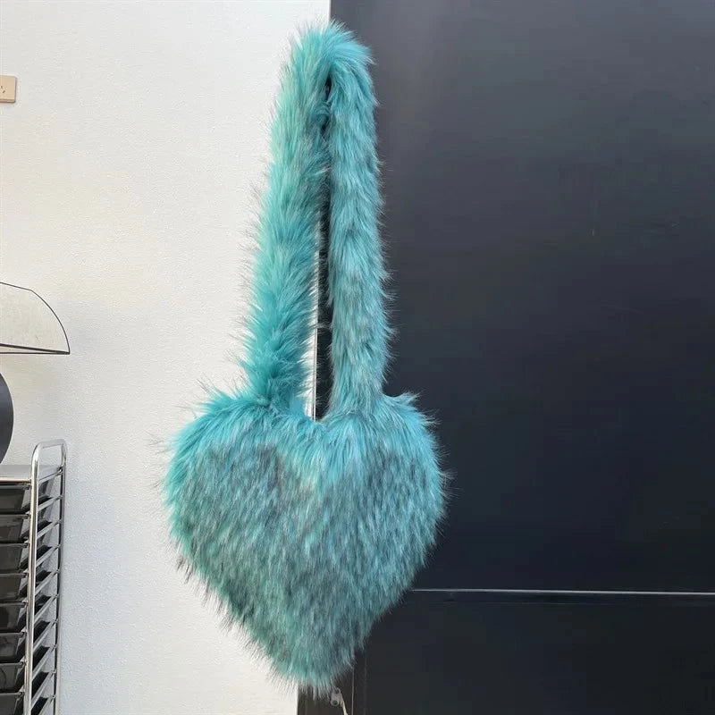 Fluffy Plush Winter Heart Handbags - ShopEbonyMonique