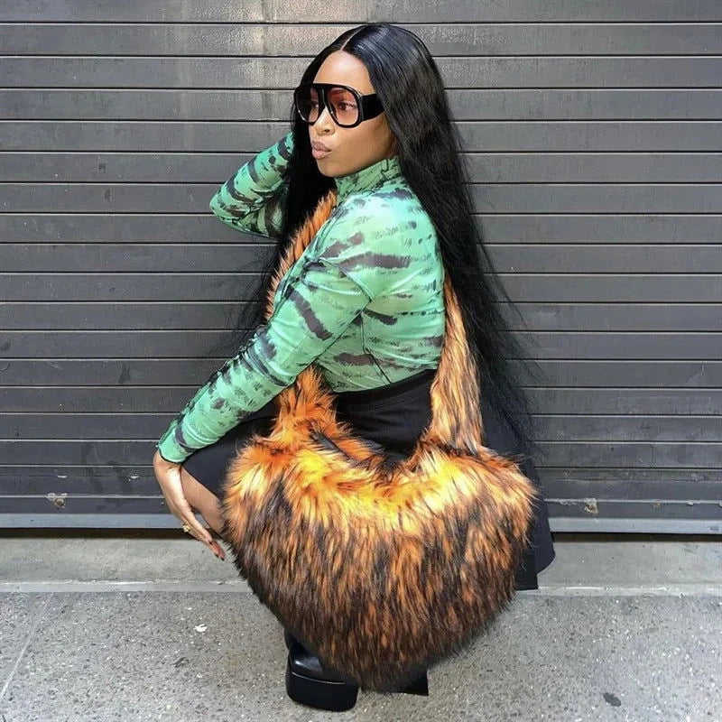 Fluffy Plush Winter Heart Handbags - ShopEbonyMonique