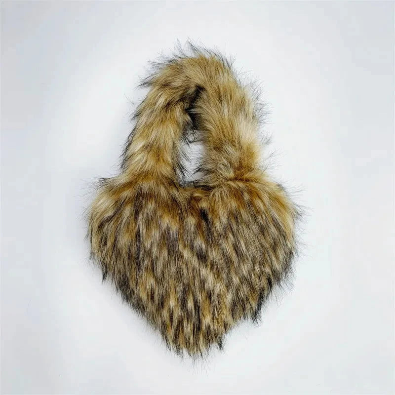 Fluffy Plush Winter Heart Handbags - ShopEbonyMonique