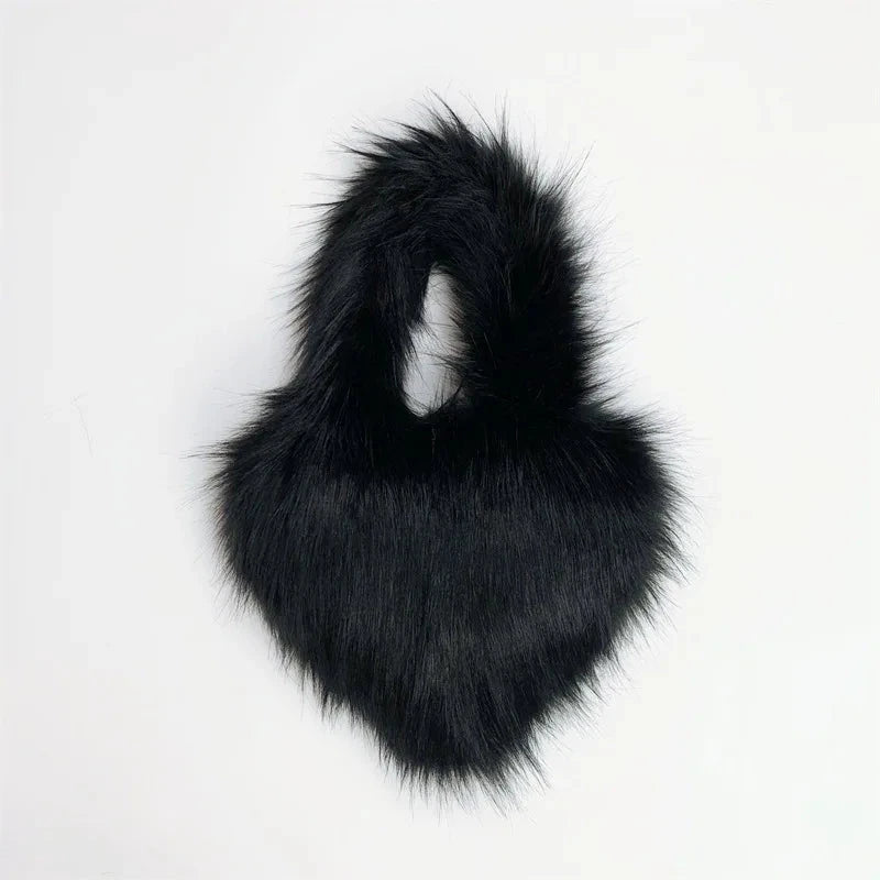 Fluffy Plush Winter Heart Handbags - ShopEbonyMonique