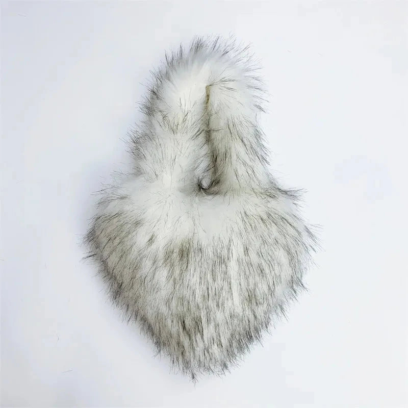 Fluffy Plush Winter Heart Handbags - ShopEbonyMonique