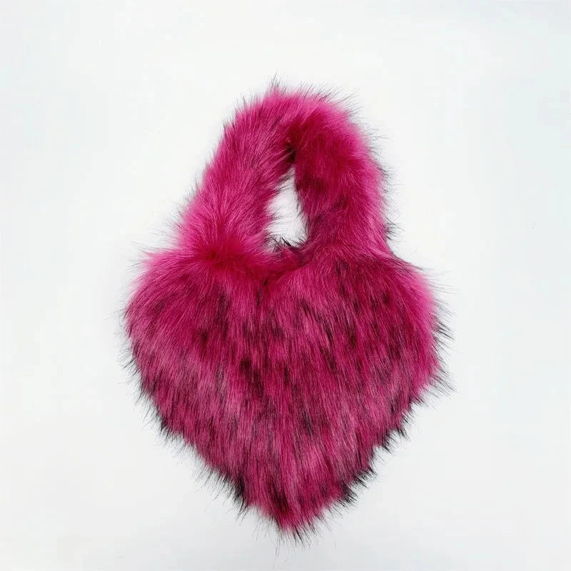 Fluffy Plush Winter Heart Handbags - ShopEbonyMonique