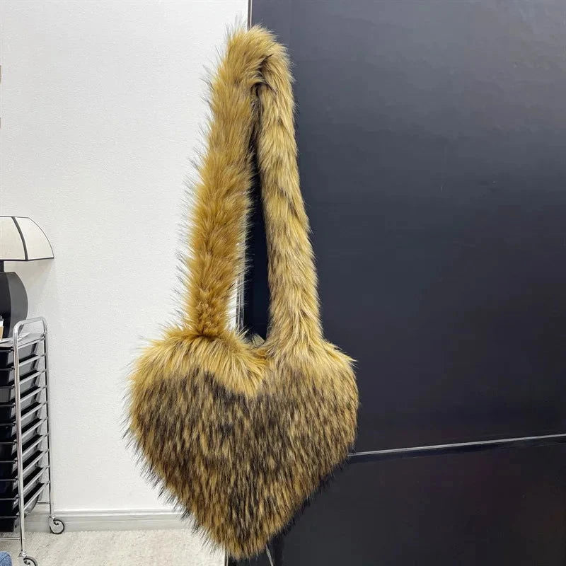 Fluffy Plush Winter Heart Handbags - ShopEbonyMonique